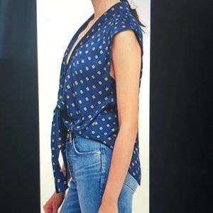 NWT Free People Printed Tie Front Sleeveless Top